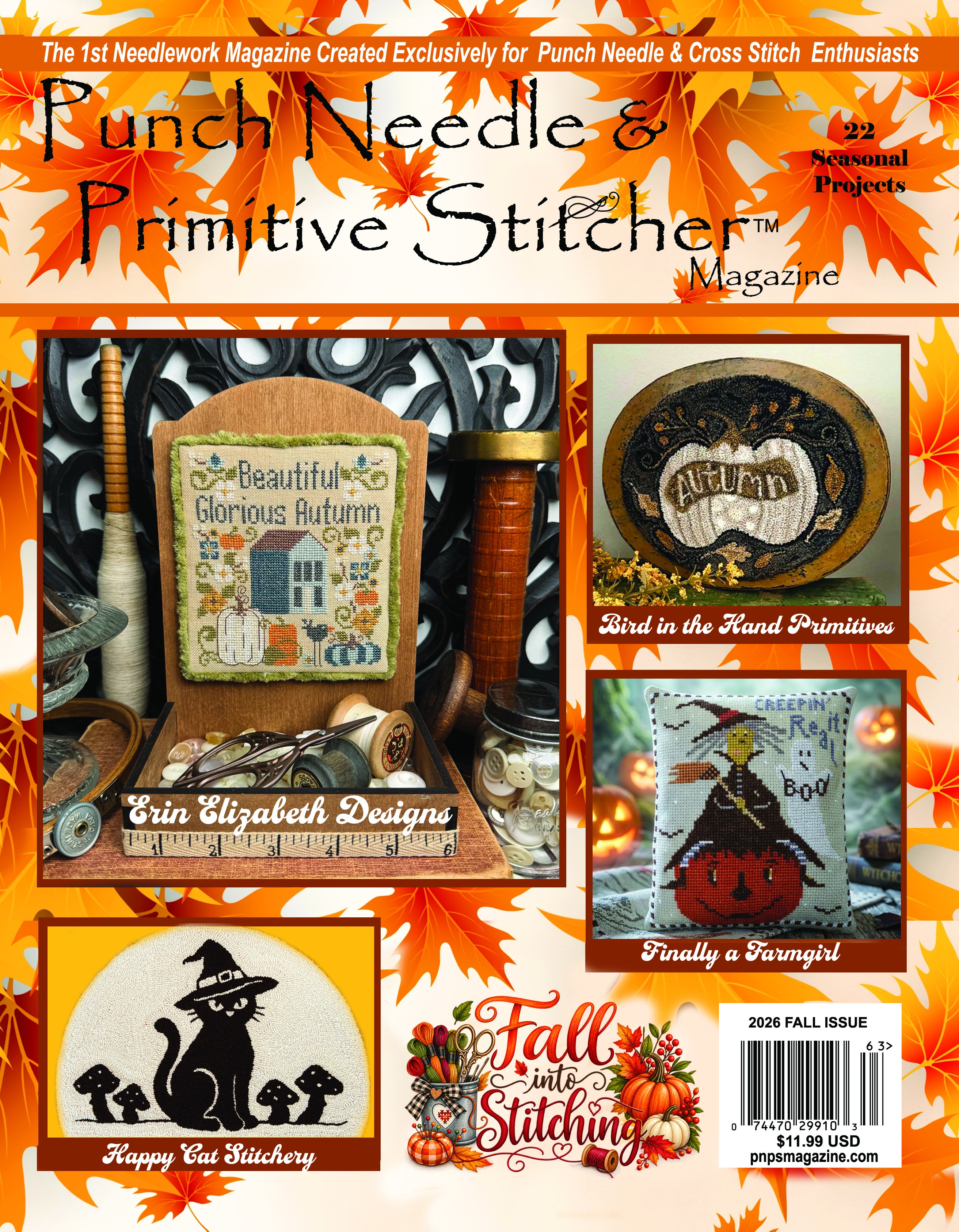 Punch Needle & Primitive Stitcher Fall 2026 Magazine, zoomed in. Select this picture to zoom back out.