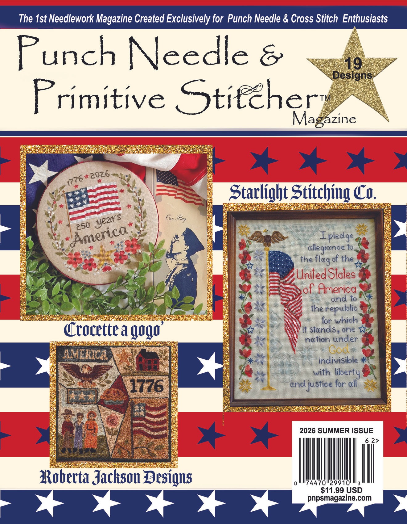 Punch Needle & Primitive Stitcher Summer 2026 Magazine, zoomed in. Select this picture to zoom back out.