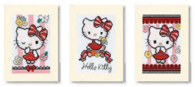 Hello Kitty Cuteness Cards - Set of 3 - Cross Stitch Kit