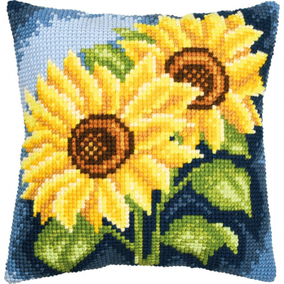Sunflowers Cushion - Cross Stitch Kit, zoomed in. Select this picture to zoom back out.