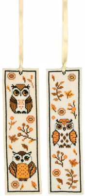 Owls Bookmark (Set of 2) - Cross Stitch Kit, zoomed in. Select this picture to zoom back out.