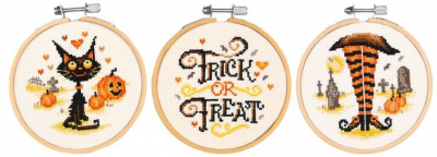 Halloween Hoops - Set of 3 -Cross Stitch Kit