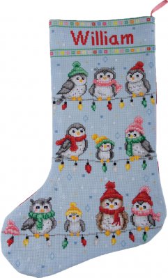 Festive Feathered Friends - Christmas Stocking Kit, zoomed in. Select this picture to zoom back out.