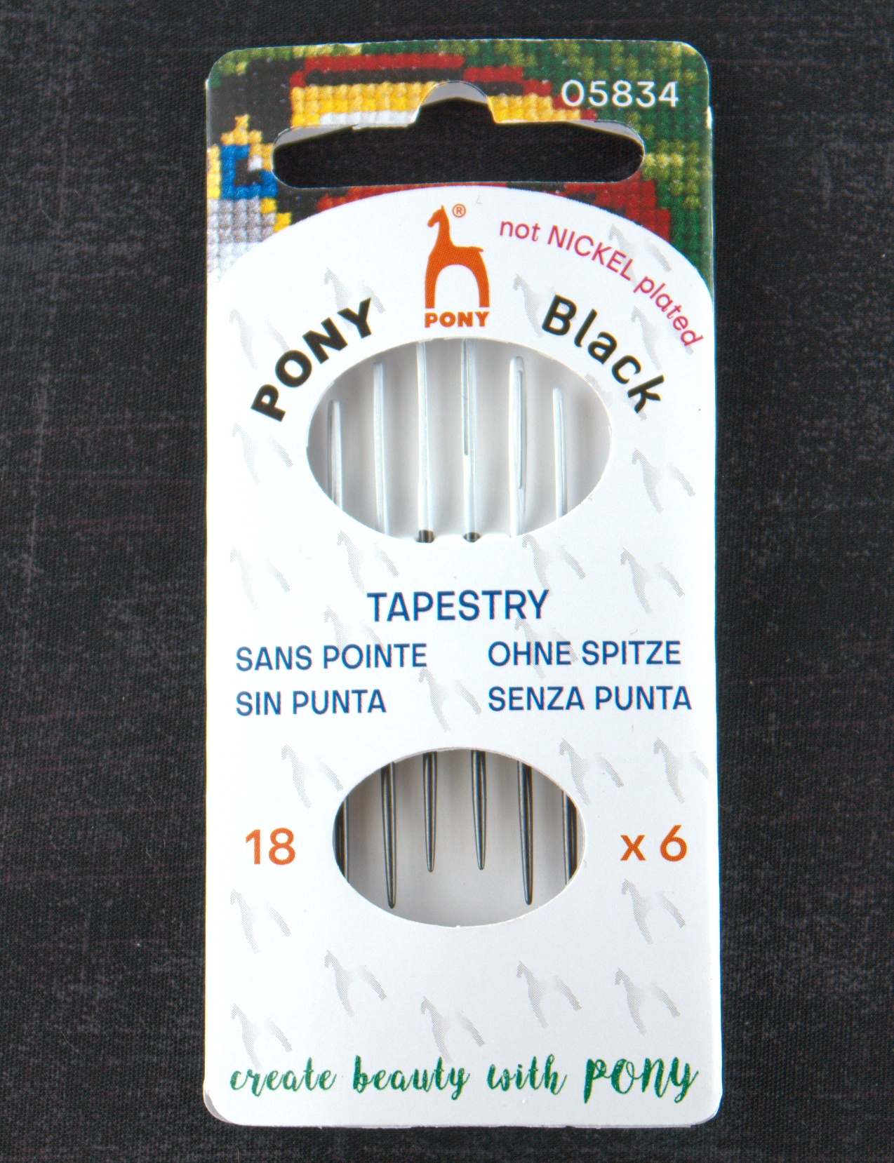 Pony Black Tapestry Needles - White Eye - Size 18