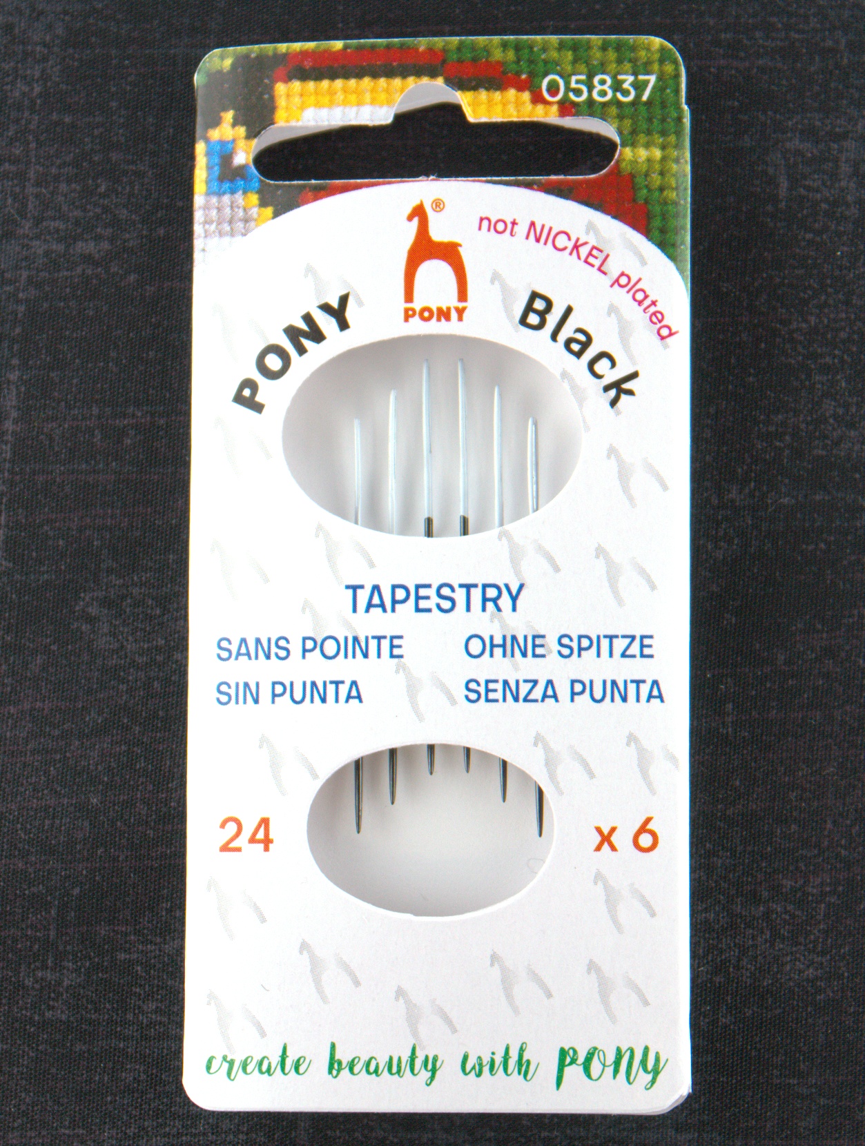 Pony Black Tapestry Needles - White Eye - Size 24