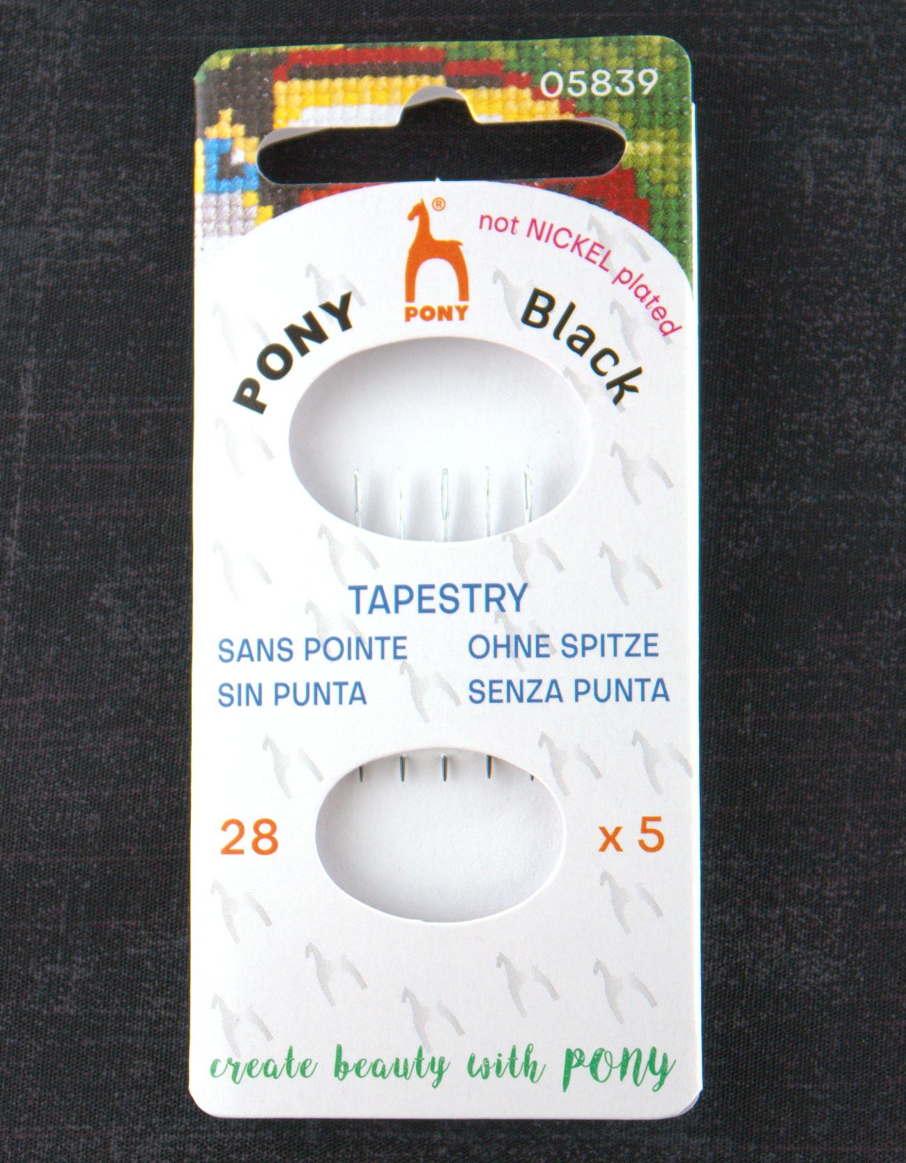Pony Black Tapestry Needles - White Eye - Size 28