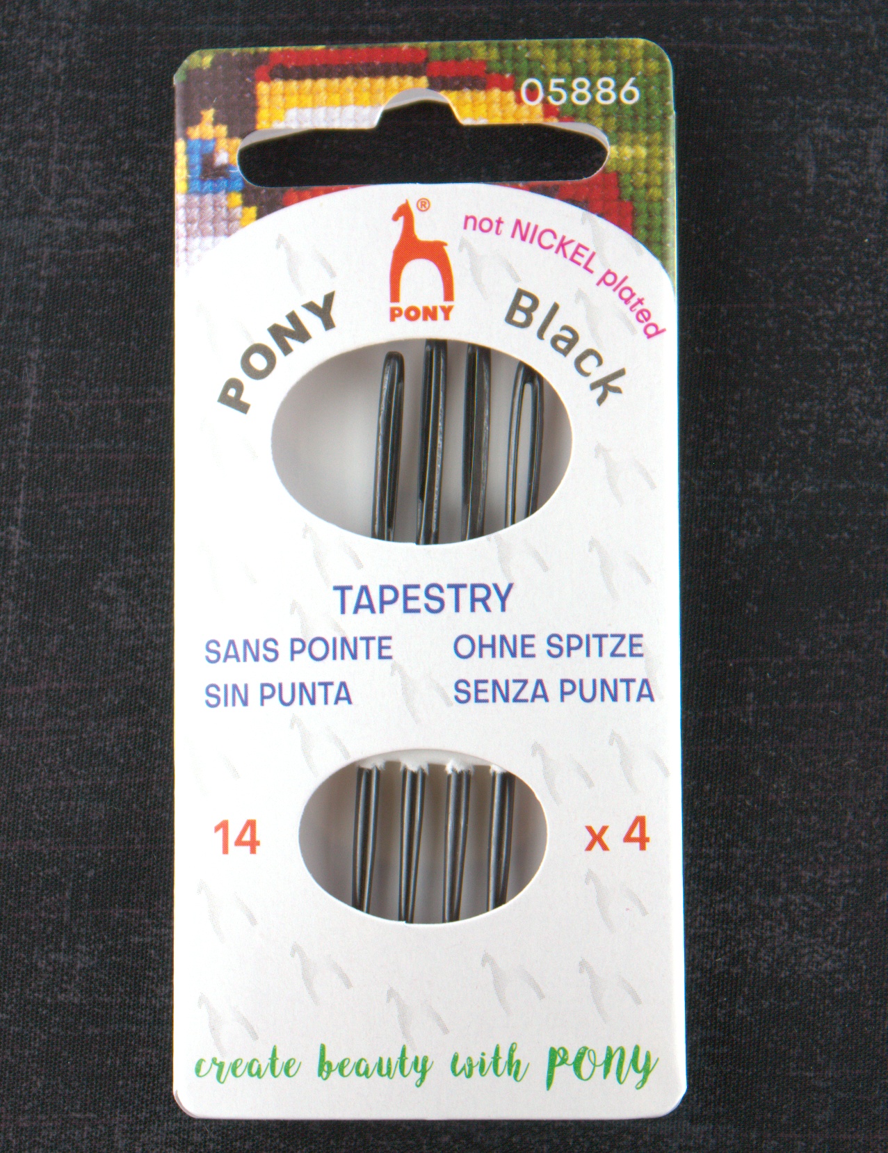 Pony Black Tapestry Needles - Black Eye - Size 14