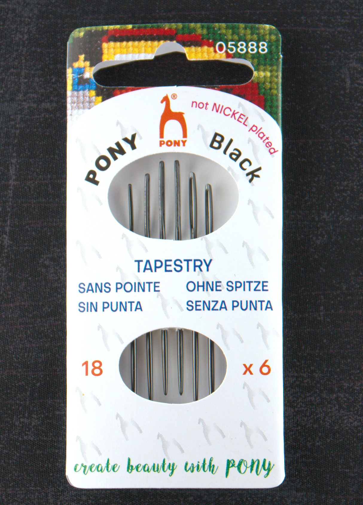 Pony Black Tapestry Needles - Black Eye - Size 18