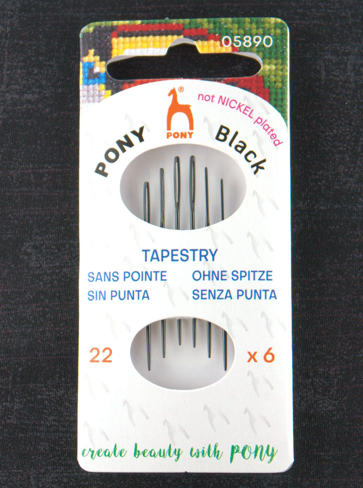 Pony Black Tapestry Needles - Black Eye - Size 22