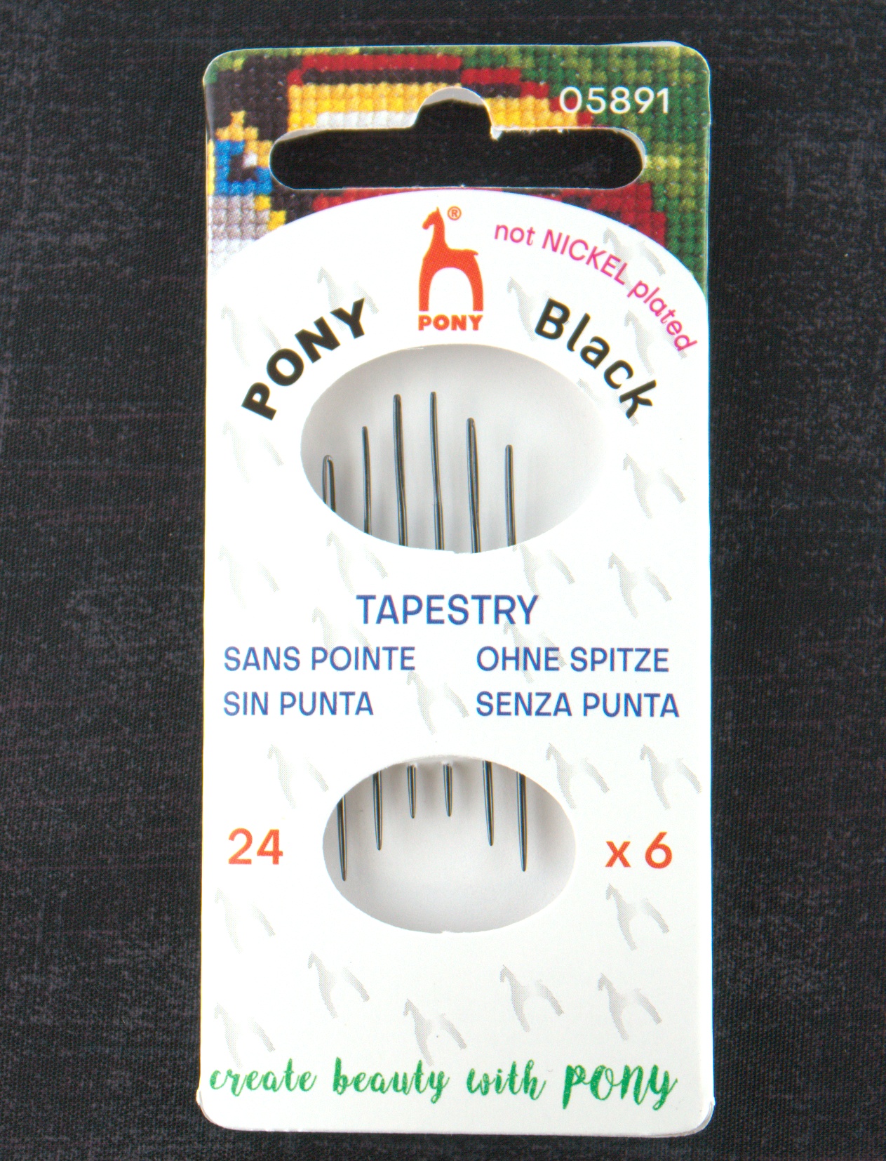 Pony Black Tapestry Needles - Black Eye - Size 24