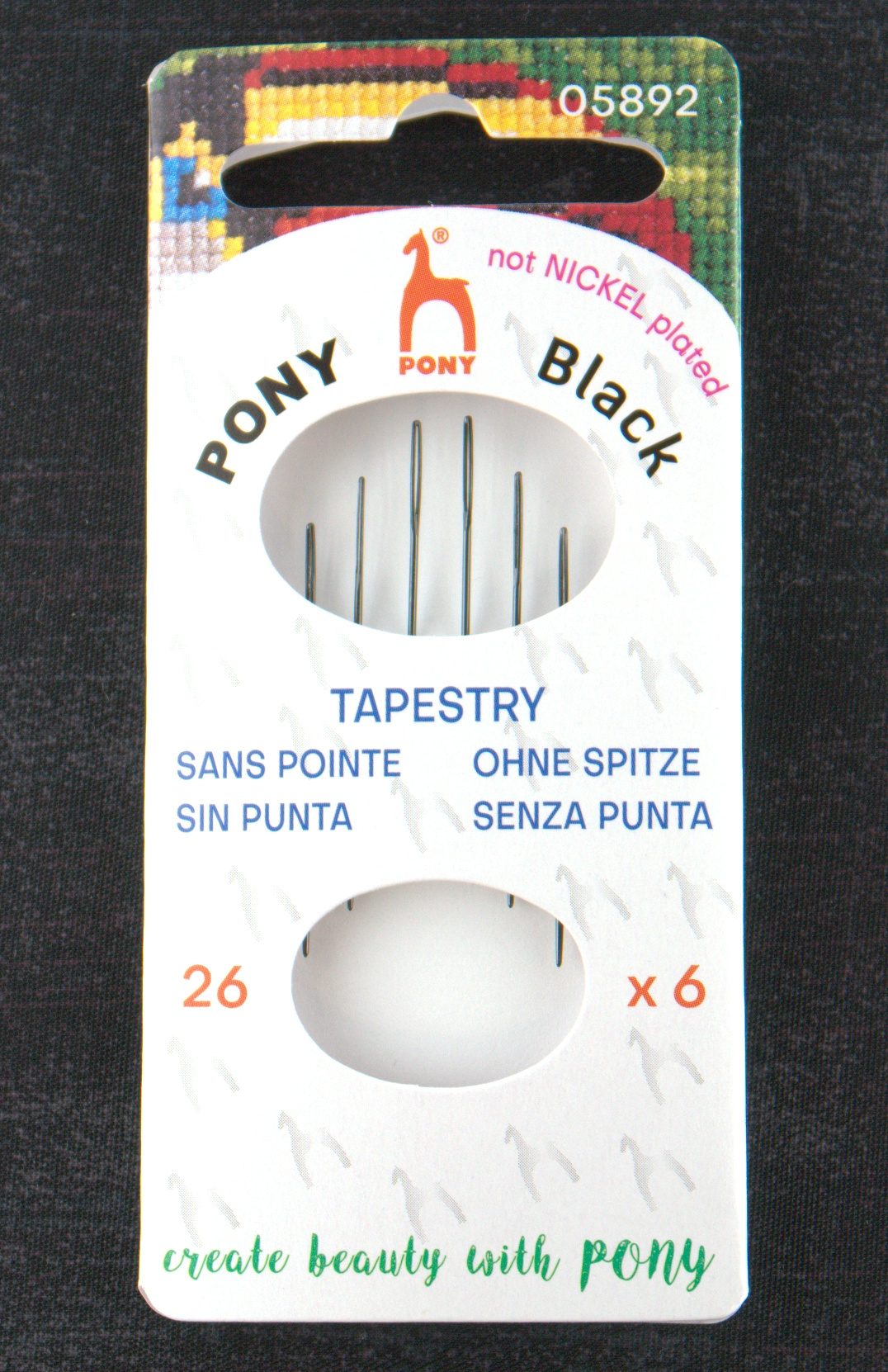 Pony Black Tapestry Needles - Black Eye - Size 26