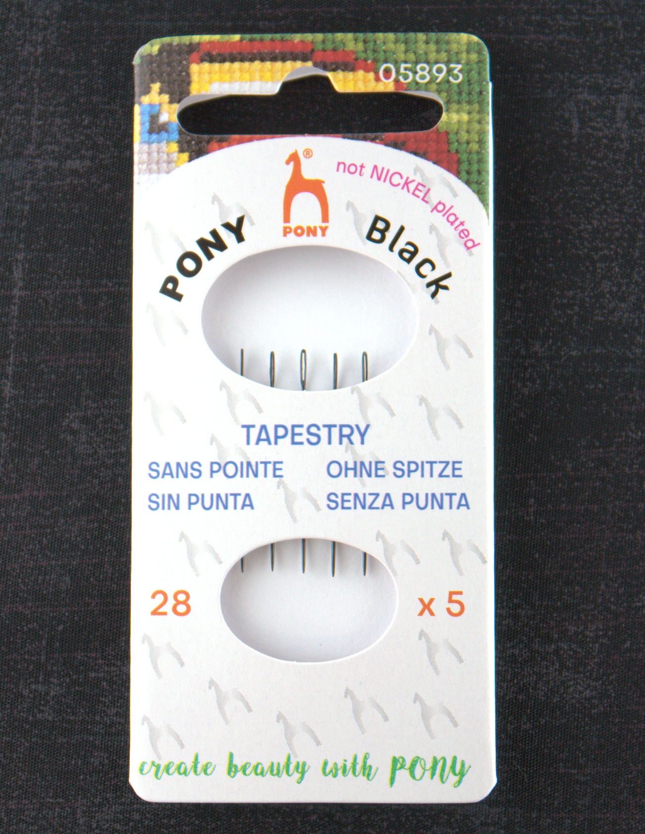 Pony Black Tapestry Needles - Black Eye - Size 28