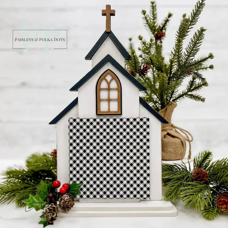 City Chapel - Christian Unfinished Wood Display Frame