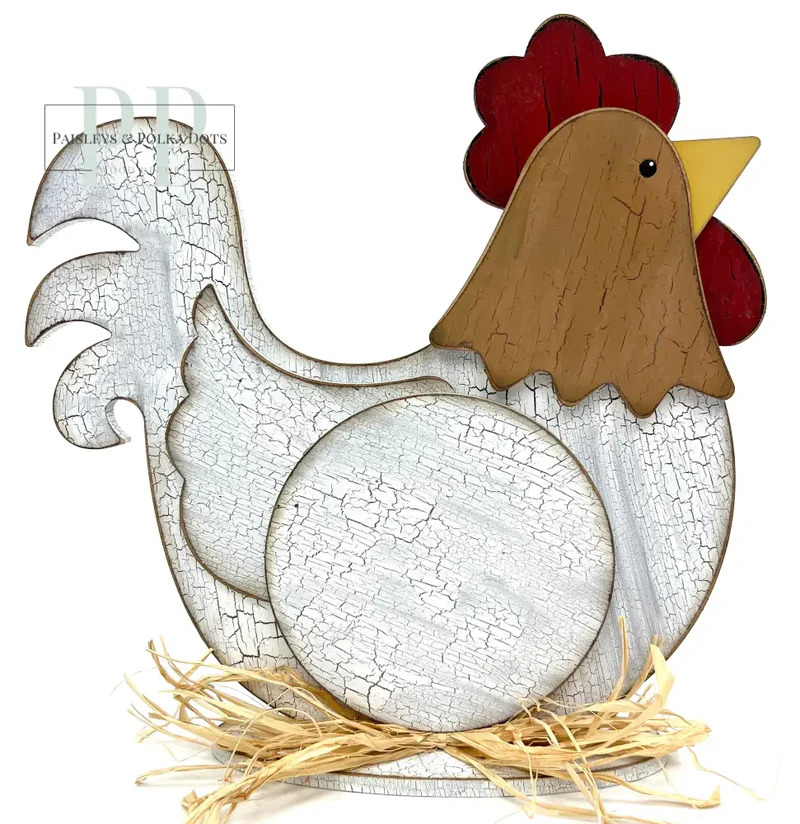 Country Chicken - Unfinished Wood Display Frame