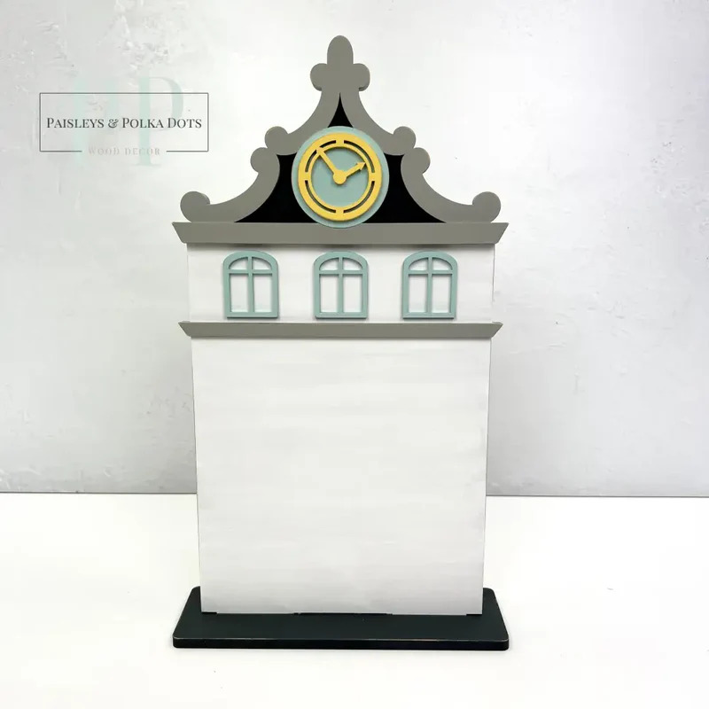 Wood City - Clock Tower- Unfinished Wood Display Frame