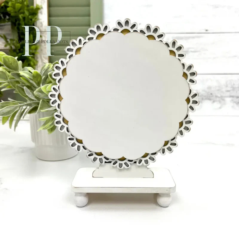 Daisy Lace Pedestal Frame - Unfinished Wood Display Frame