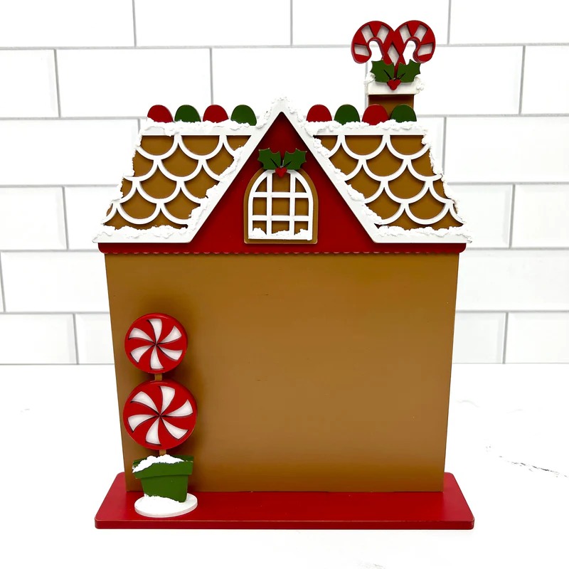 Gingerbread House Frame - Christmas Unfinished Wood Display 