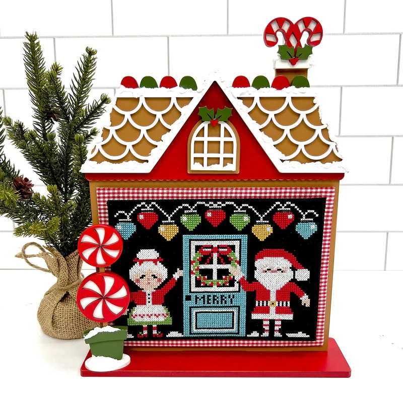 Gingerbread House Frame - Christmas Unfinished Wood Display 