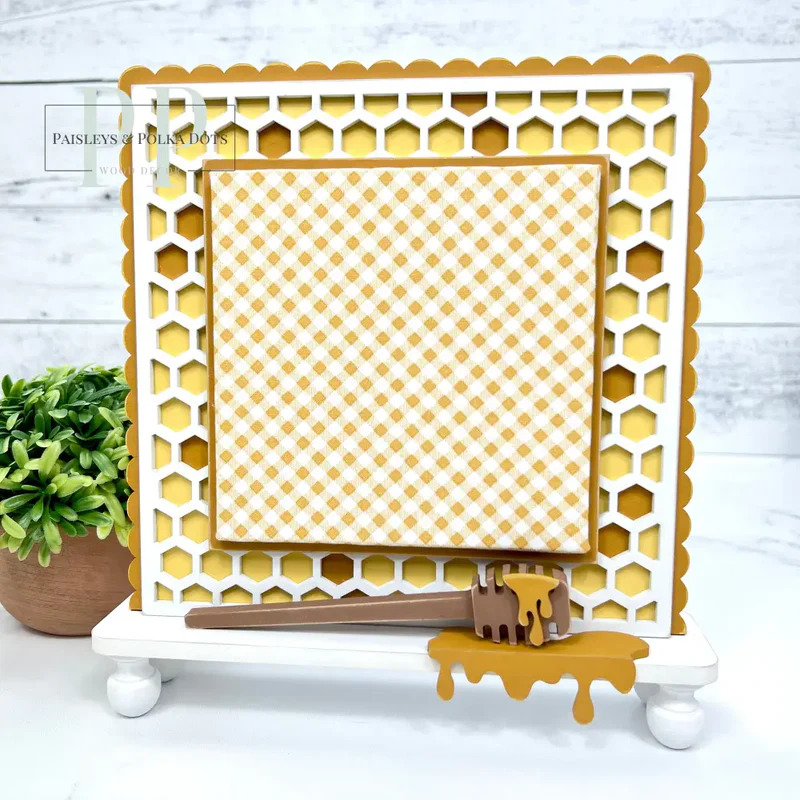 Honeycomb Frame Small - Unfinished Wood Display
