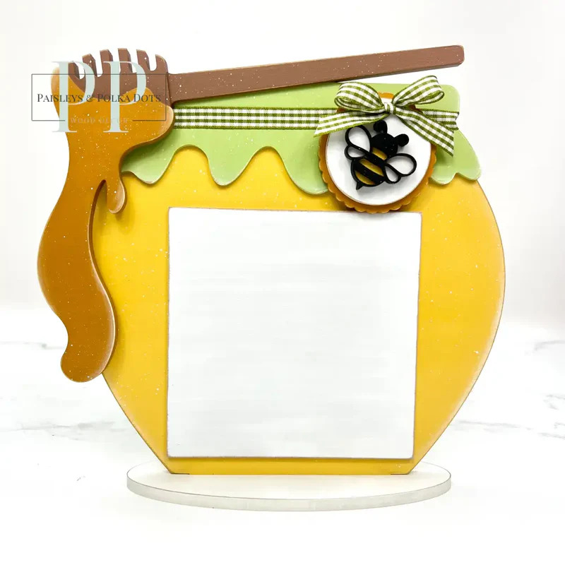 Honey Dipper & Jar - Unfinished Wood Display Frame