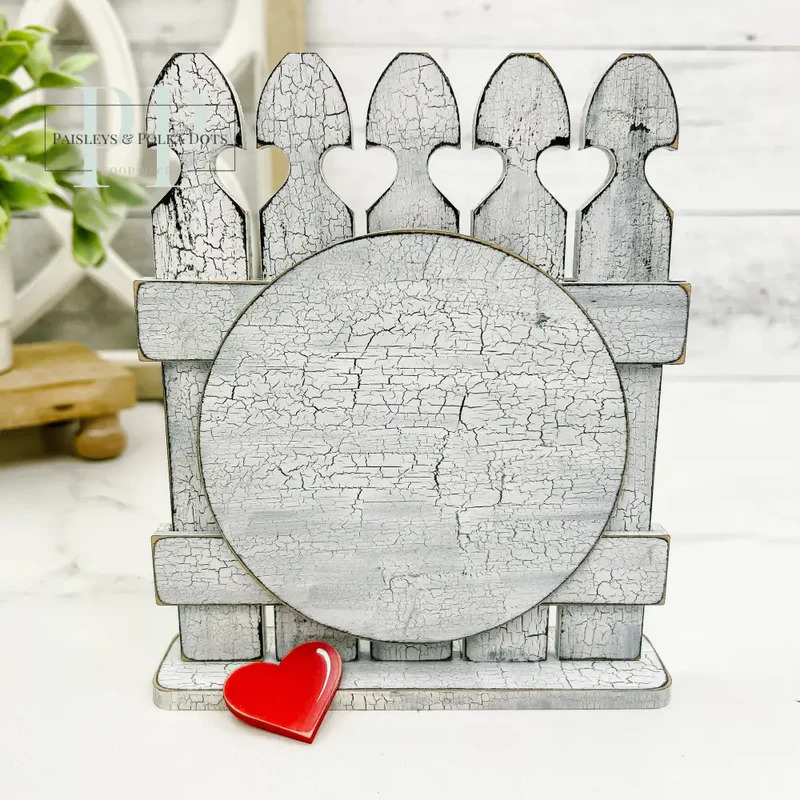 Heart Picket Fence - Unfinished Wood Display Frame