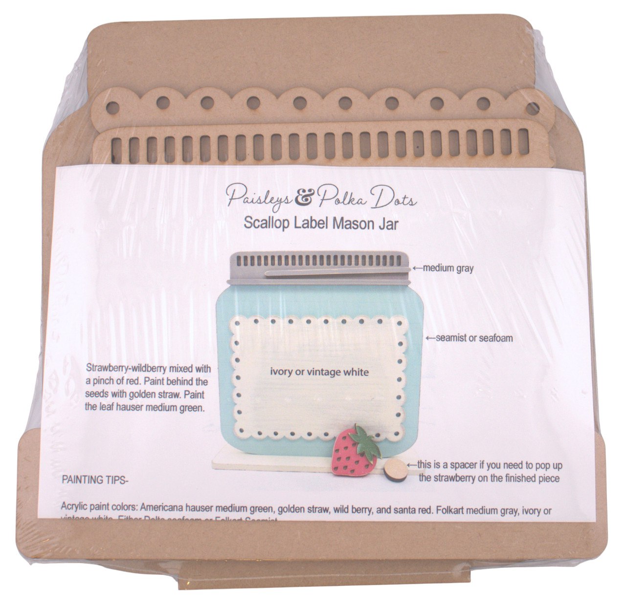 Scallop Label Mason Jar - Unfinished Wood Display Frame