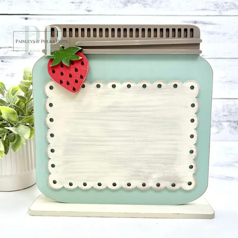 Scallop Label Mason Jar - Unfinished Wood Display Frame