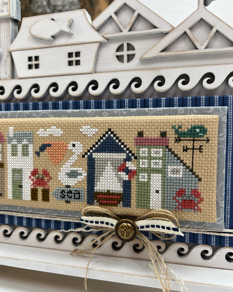Nautical Rooftops - Embroidery Wood Display Frame, different perspective #1, zoomed in. Select this picture to zoom back out.