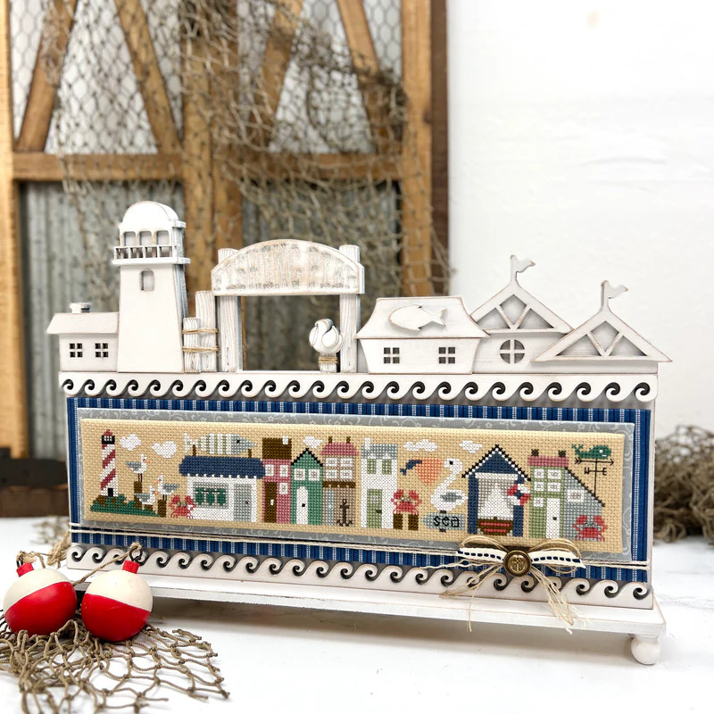Nautical Rooftops - Embroidery Wood Display Frame, zoomed in. Select this picture to zoom back out.
