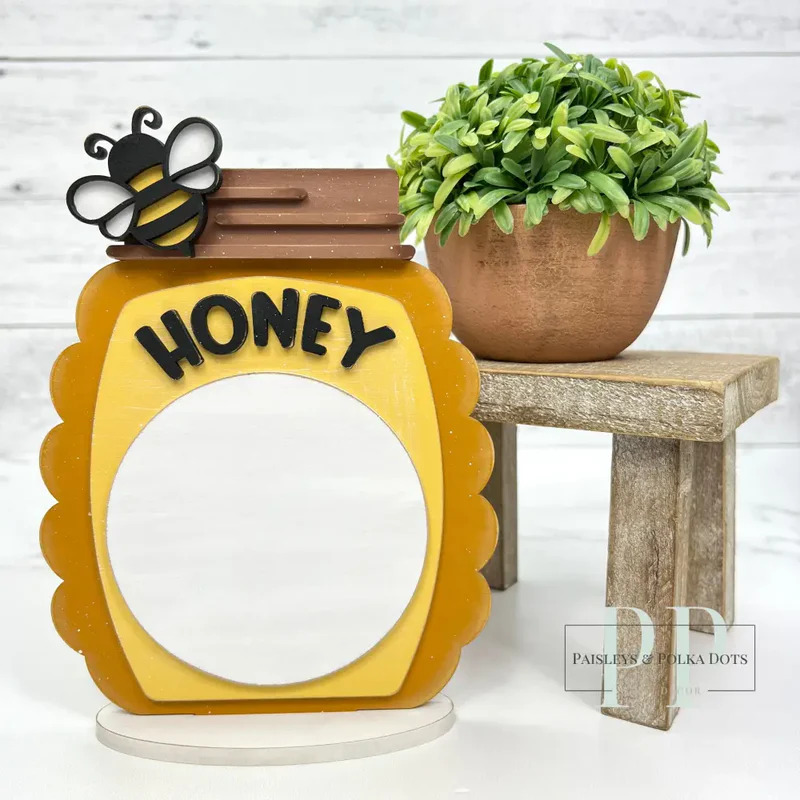 Old Fashion Honey Jar - Unfinished Wood Display Frame