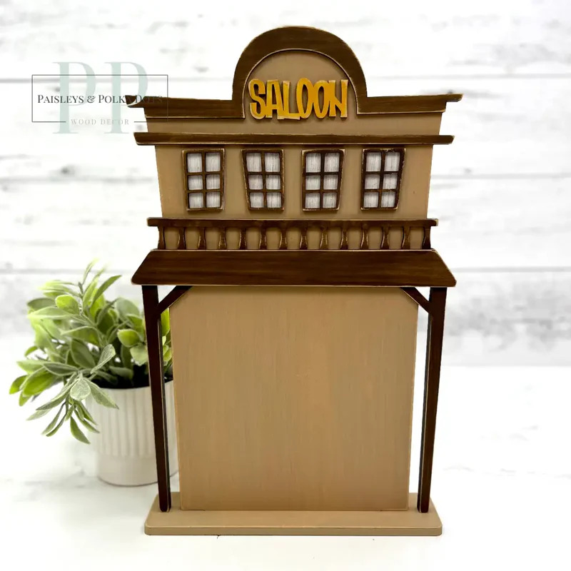 Old West Saloon - Unfinished Wood Display Frame