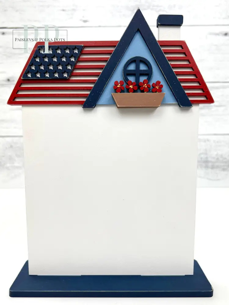 Patriotic City House #1 - Unfinished Wood Display Frame