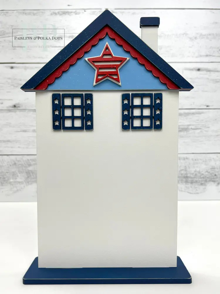 Patriotic City House #2 - Unfinished Wood Display Frame