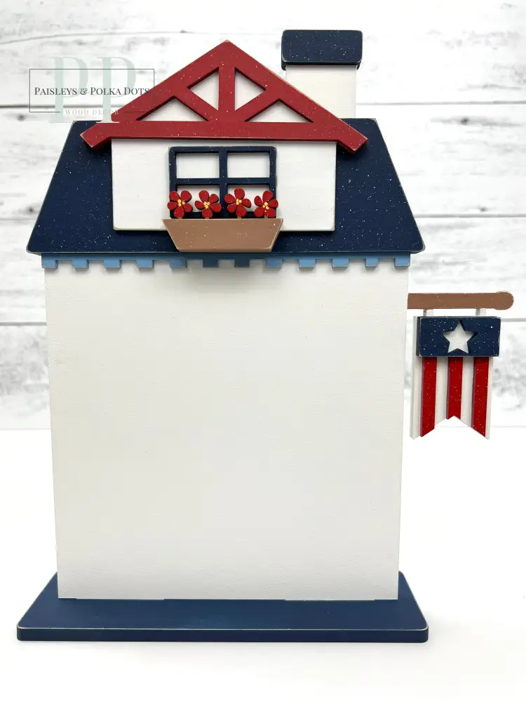 Patriotic City House #4 - Unfinished Wood Display Frame