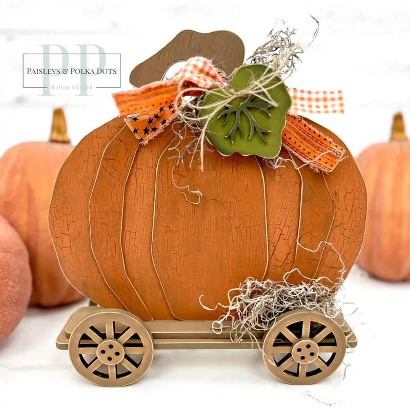 Primitive Pumpkin - Halloween Unfinished Wood Display Frame