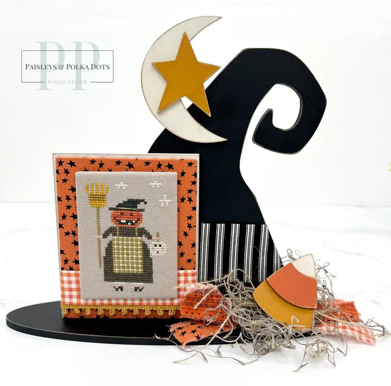 Primitive Witch Hat - Unfinished Wood Display Frame