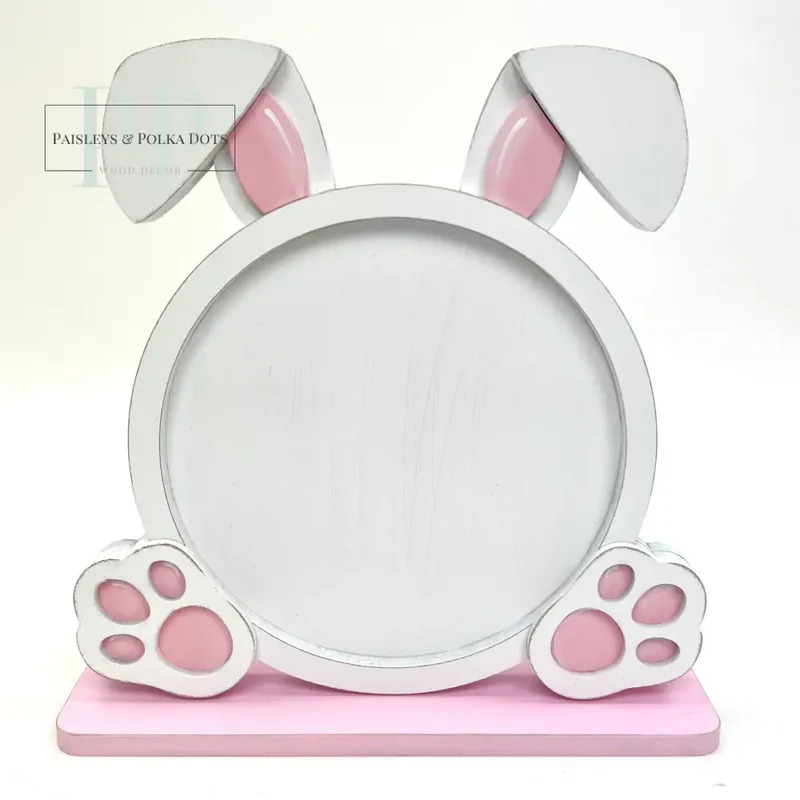 Round Bunny - Easter Unfinished Wood Display Frame