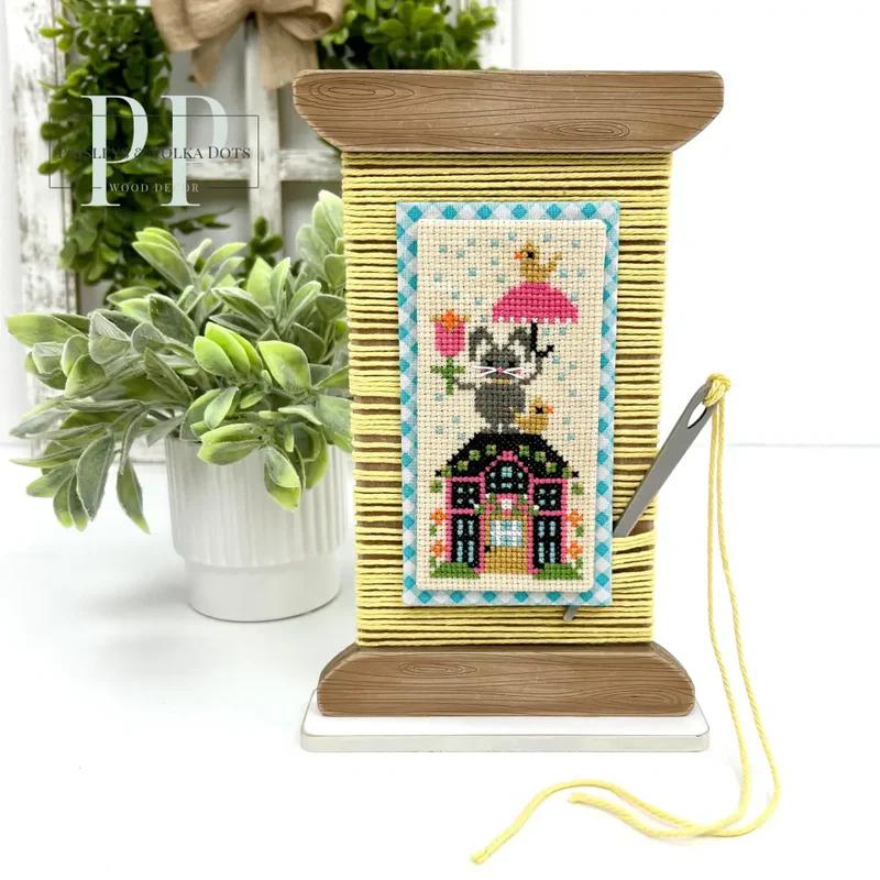 Spool with Thread - Unfinished Wood Display Frame