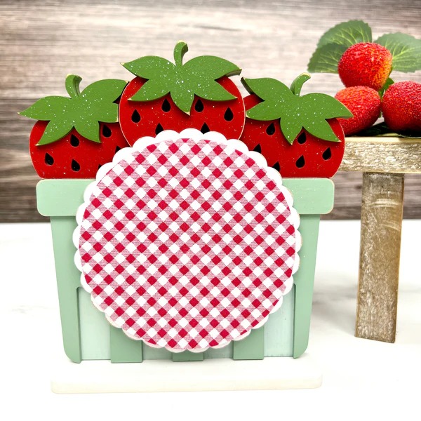 Strawberry Basket - Embroidery Wood Display