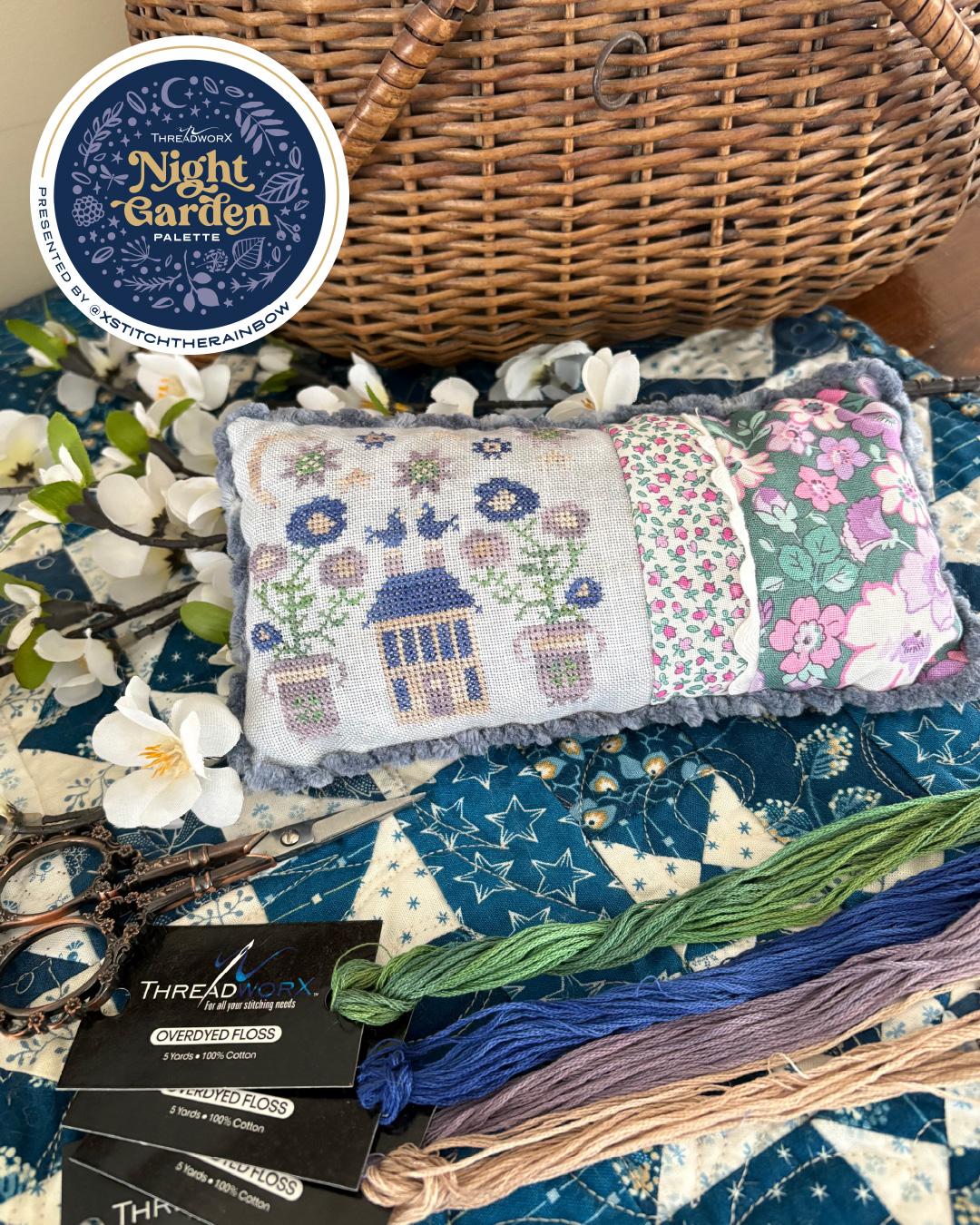 Midnight Posies Pin Pillow - Cross Stitch Pattern
