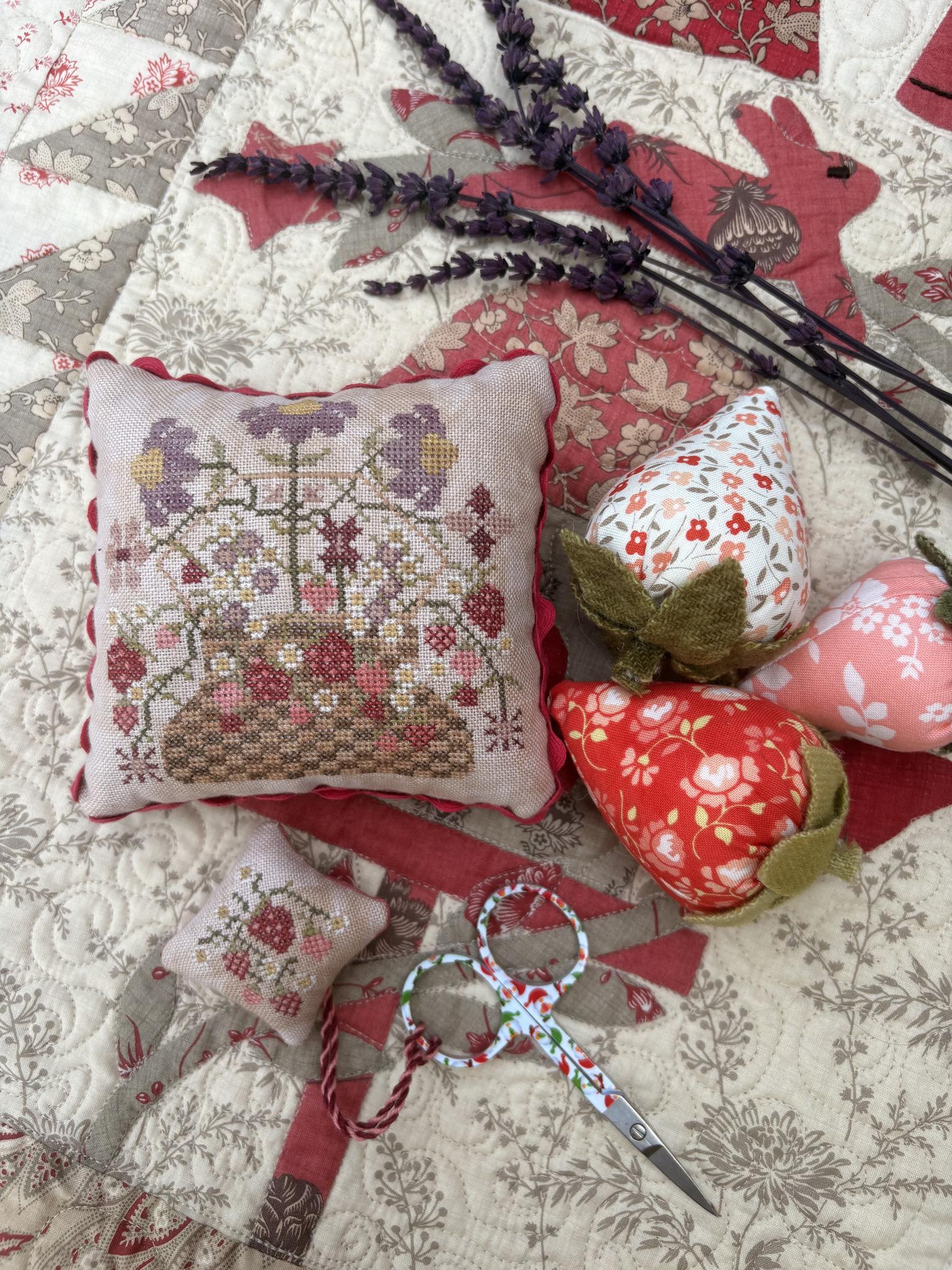 Strawberry Basket Pinkeep & Scissor Fob - Cross Stitch