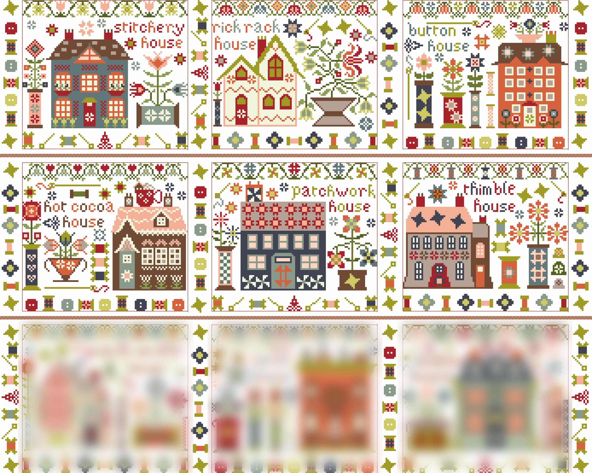 Thimble House - Cross Stitch Pattern, different perspective #1, zoomed in. Select this picture to zoom back out.