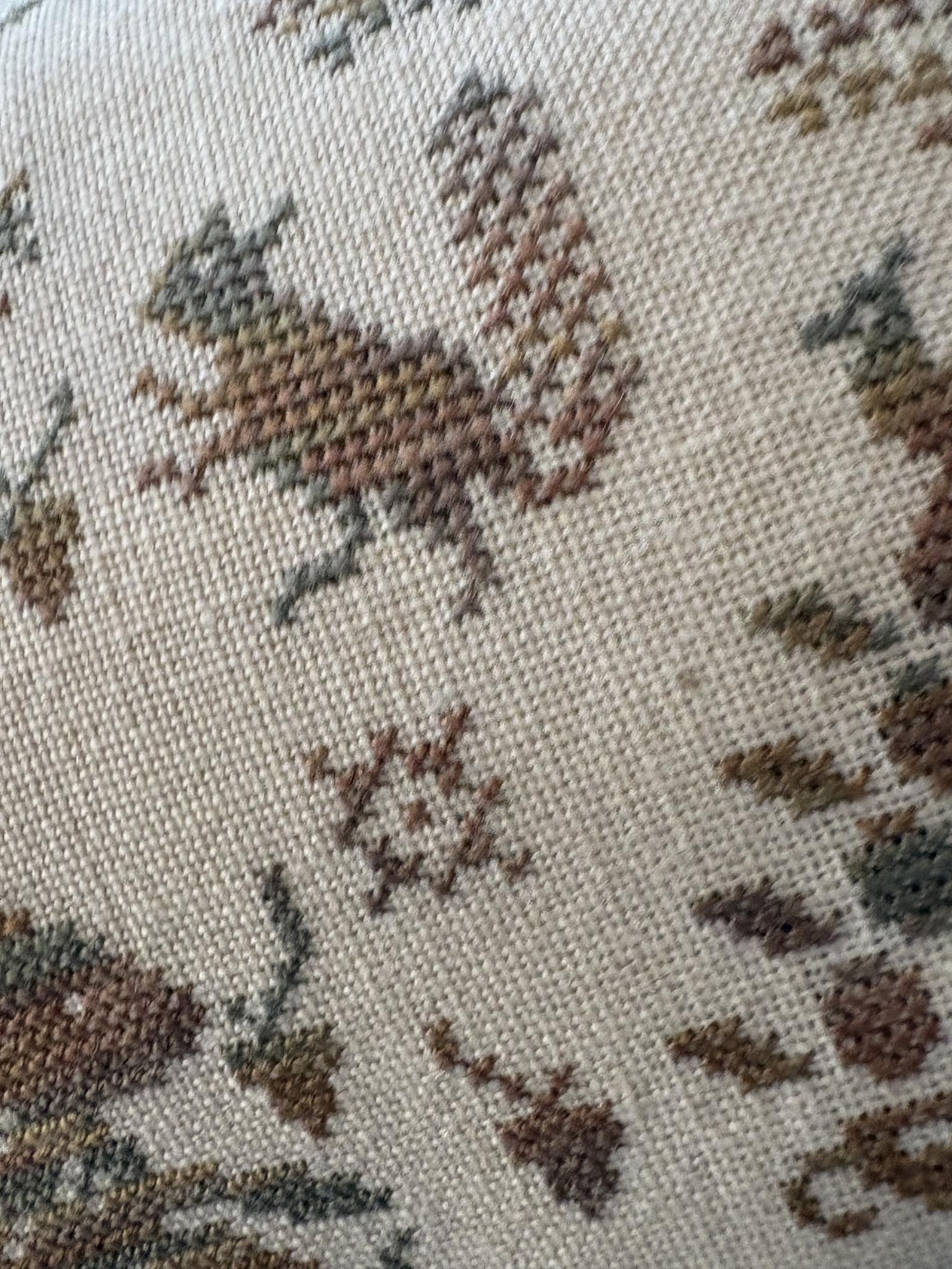 Sassy Squirrel Pinkeep - Cross Stitch Pattern, different perspective #1, zoomed in. Select this picture to zoom back out.
