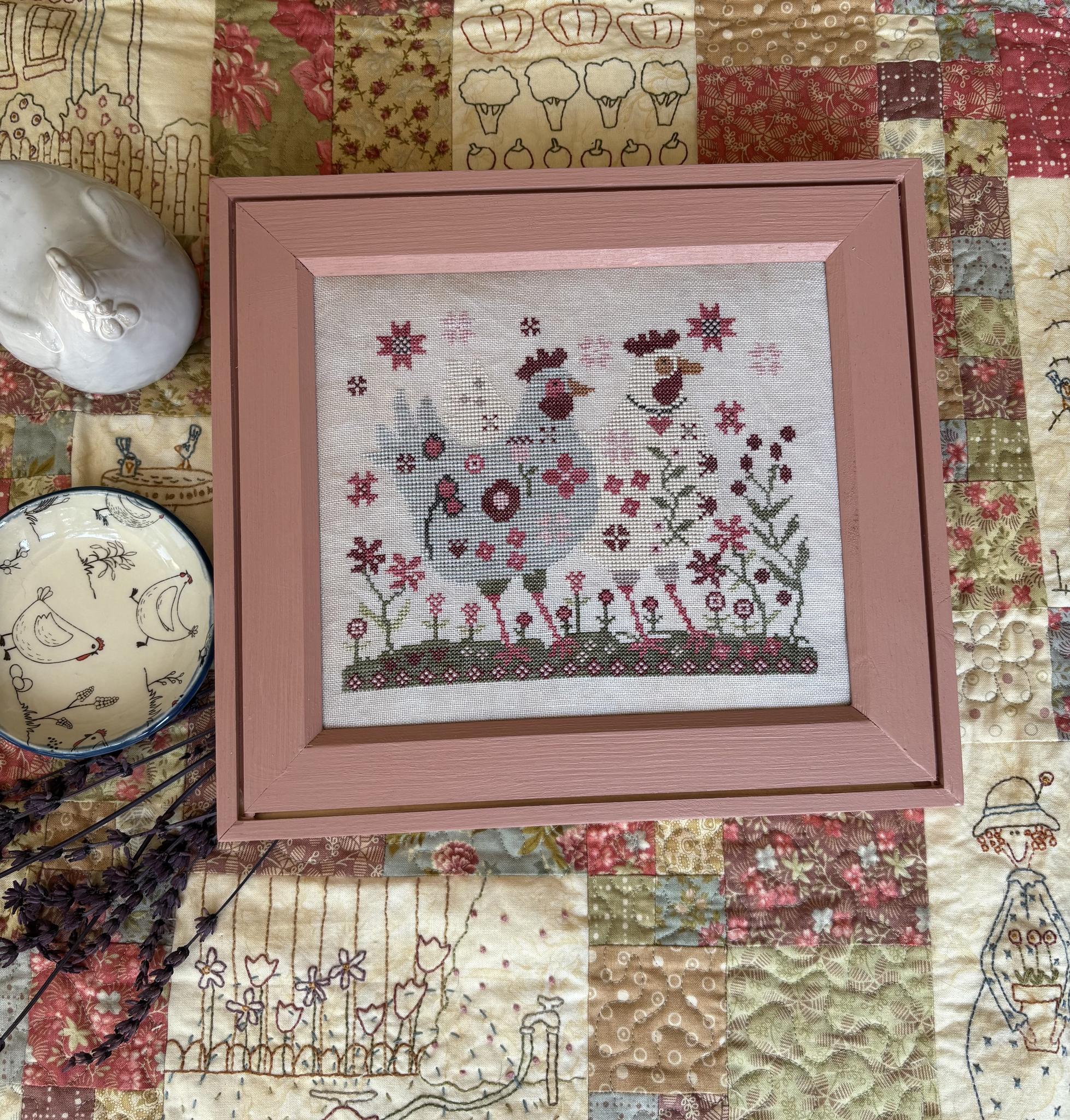 Henpecked- Cross Stitch Pattern, zoomed in. Select this picture to zoom back out.