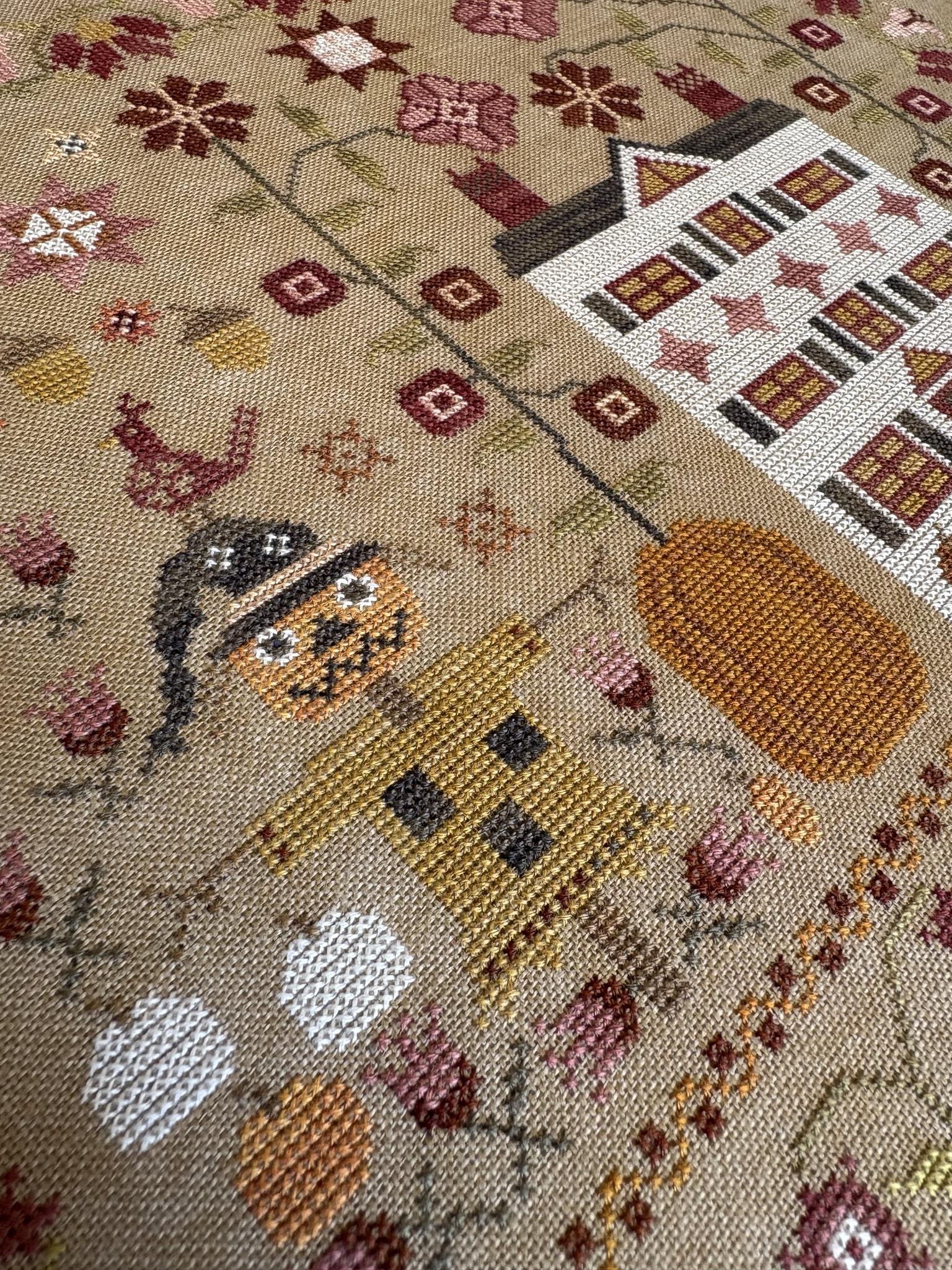 Enchanted Autumn Sampler - Cross Stitch Pattern, different perspective #1, zoomed in. Select this picture to zoom back out.