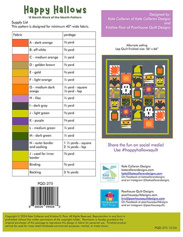 Happy Hallows - Halloween Quilt Pattern