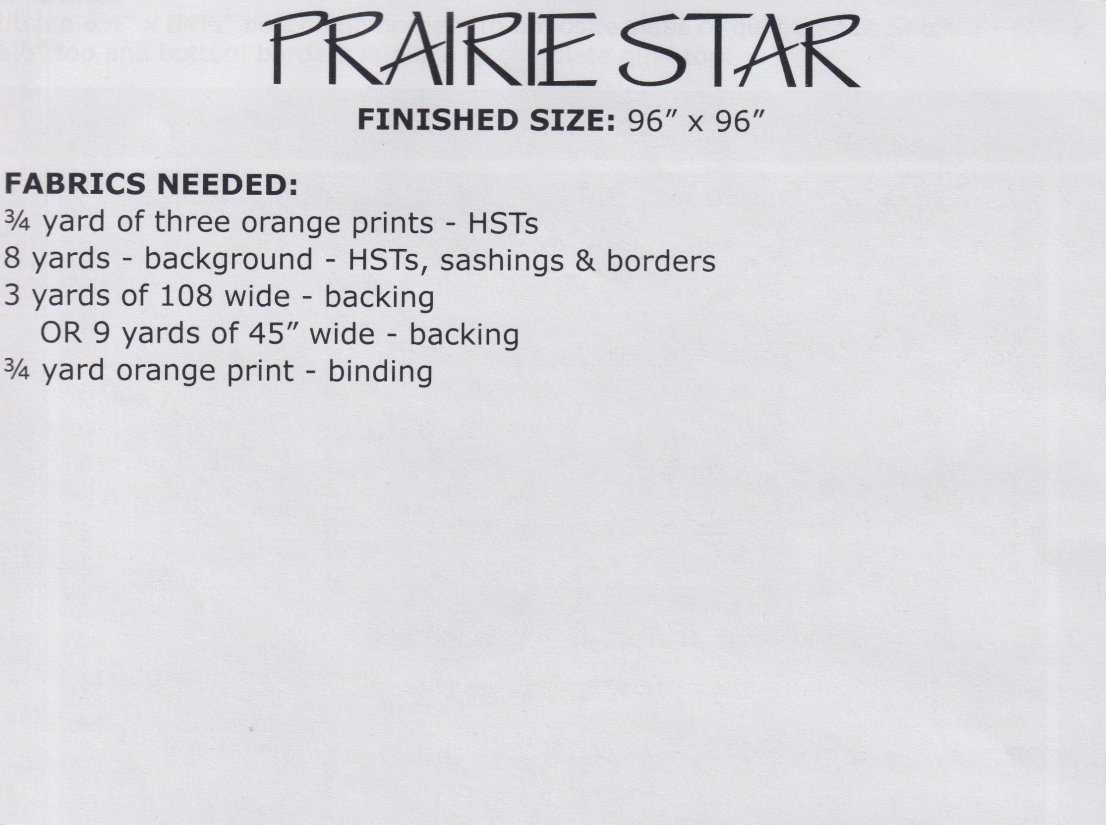 Prairie Star - Quilt Pattern