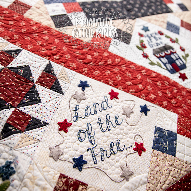 Liberty Gatherings BOM 12 Months - Quilt Pattern, different perspective #1, zoomed in. Select this picture to zoom back out.