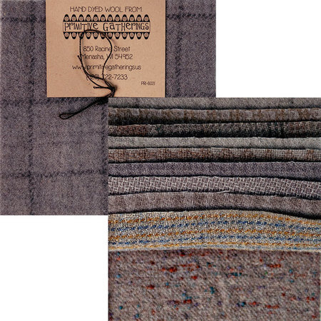 Primitive Gatherings Wool 5" Charm Pack Cement