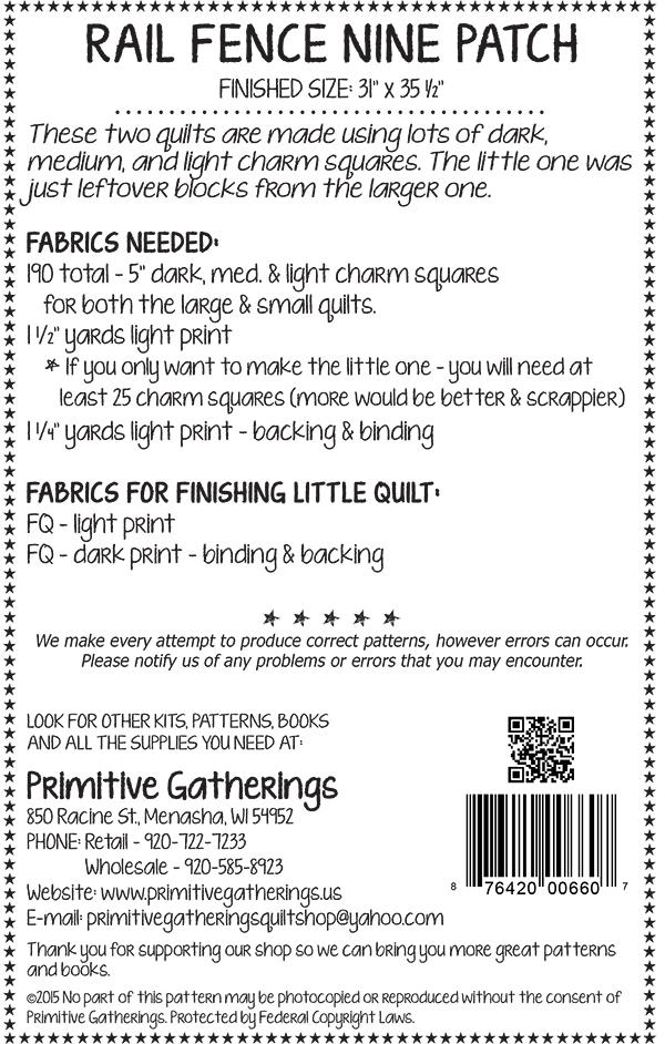 Rail Fence Nine Patch - Quilt Pattern